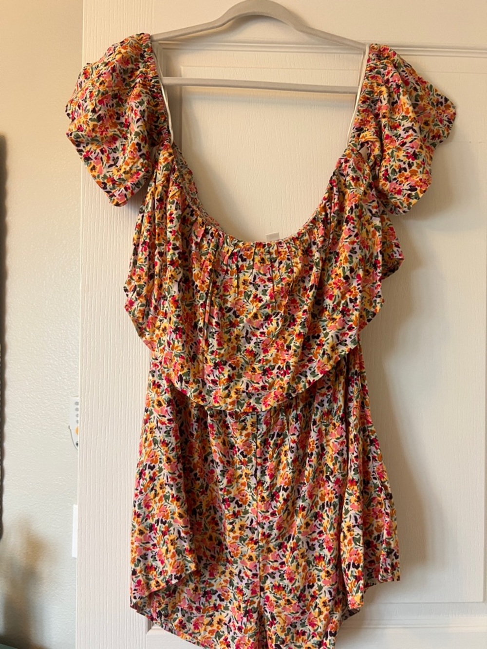 Roxy Floral Romper in Yellow, Pink & Green